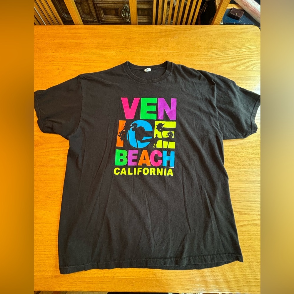 VENICE BEACH CALIFORNIA Vintage 90's Men's Neon T-shirt XXL